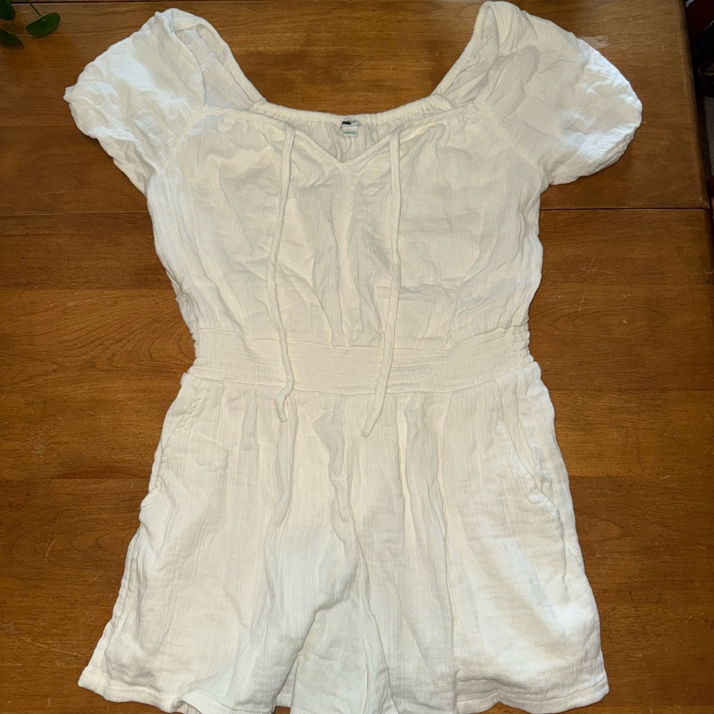 White Short Sleeve Romper